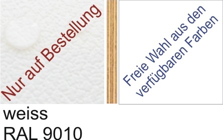 Großplatte 245 x 125 cm Farbe weiss - (andere Seite nach Wahl)